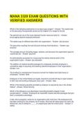 MANA 3320 EXAM QUESTIONS WITH VERIFIED ANSWERS 