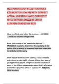 UVA PSYCHOLOGY SELECTION MOCK EXAM&lpar;ACTUAL EXAM&rpar; WITH CORRECT ACTUAL QUESTIONS AND CORRECTLY WELL DEFINED ANSWERS LATEST ALREADY GRADED A&plus; 2026