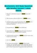 Biochemistry ACS Study Questions  with Detailed Answers &vert; Latest  Edition