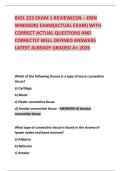 BIOL 223 EXAM 1 REVIEW&lpar;CSN &ndash; ERIN WINDSOR&rpar; EXAM&lpar;ACTUAL EXAM&rpar; WITH CORRECT ACTUAL QUESTIONS AND CORRECTLY WELL DEFINED ANSWERS LATEST ALREADY GRADED A&plus; 2026