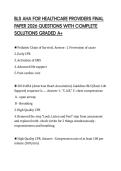 BLS AHA FOR HEALTHCARE PROVIDERS FINAL PAPER 2026 QUESTIONS WITH COMPLETE SOLUTIONS GRADED A&plus;