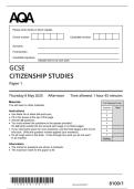 AQA GCSE CITIZENSHIP STUDIES Paper 1 Question paper and Mark Scheme 2025&period;