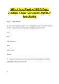 AQA A Level Physics &lpar;7408&sol;2&rpar; Paper 2Multiple-Choice Assessment&colon; 2026&sol;2027 Specification