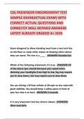 CDL PASSENGER ENDORSEMENT TEST SAMPLE EXAM&lpar;ACTUAL EXAM&rpar; WITH CORRECT ACTUAL QUESTIONS AND CORRECTLY WELL DEFINED ANSWERS LATEST ALREADY GRADED A&plus; 2026