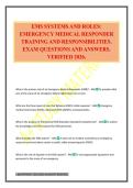 EMS SYSTEMS AND ROLES&colon; EMERGENCY MEDICAL RESPONDER TRAINING AND RESPONSIBILITIES&period; EXAM QUESTIONS AND ANSWERS&period; VERIFIED 2026&period;