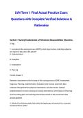 LVN Term 1 Final Actual Practice Exam  Questions with Complete Verified Solutions & Rationales