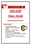 2026 AHIP FINAL EXAM Actual Questions and Answers