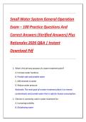 Small Water System General Operation  Exam &ndash; 100 Practice Questions And  Correct Answers &lpar;Verified Answers&rpar; Plus  Rationales 2026 Q&A &vert; Instant  Download Pdf 