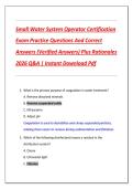 Small Water System Operator Certification  Exam Practice Questions And Correct  Answers &lpar;Verified Answers&rpar; Plus Rationales  2026 Q&A &vert; Instant Download Pdf