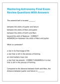 Mastering Astronomy Final Exam Review Questions With Answers