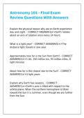 Astronomy 101 - Final Exam Review Questions With Answers