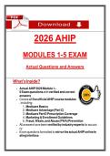 2026 AHIP MODULES 1-5 EXAM Actual Questions and Answers