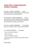 IB ESS TOPIC 7 QUESTIONS WITH CORRECT ANSWERS 