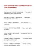 ESS Semester 1 Final Questions With Correct Answers