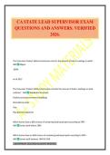 CA STATE LEAD SUPERVISOR EXAM QUESTIONS AND ANSWERS&period; VERIFIED 2026&period;