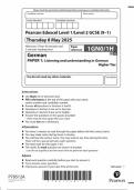 2025 Pearson Edexcel GCSE German PAPER 1 1GN0&sol;1H