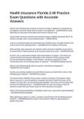 Health Insurance Florida 2-40 Practice Exam Questions with Accurate Answers