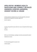 APEA Patho &ndash; Women&rsquo;s Health Questions with Verified Detailed Answers