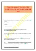 MBA 510 ACCOUNTING EXAM 1 QUESTIONS AND ANSWERS&period; VERIFIED 2026&period;