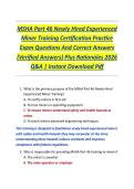 MSHA Part 46 Newly Hired Experienced  Miner Training Certification Practice  Exam Questions And Correct Answers  &lpar;Verified Answers&rpar; Plus Rationales 2026  Q&A &vert; Instant Download Pdf