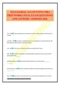 MANAGERIAL ACCOUNTING-MBA PREP WORKS FINAL EXAM QUESTIONS AND ANSWERS&period; VERIFIED 2026&period;