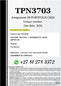 TPN3703 Assignment 50 PORTFOLIO &lpar;COMPLETE ANSWERS&rpar; 2026