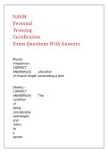 NASM Personal Training Certification Exam Questions With Answers &comma;