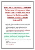 MSHA Part 48 Task Training Certification  Surface Areas of Underground Mines  Practice Exam Questions And Correct  Answers &lpar;Verified Answers&rpar; Plus  Rationales 2026 Q&A &vert; Instant  Download Pdf