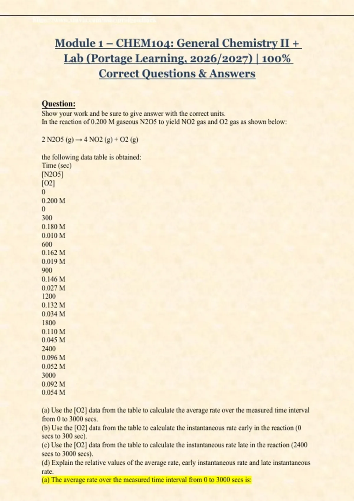 Module 1 – CHEM104: General Chemistry II + Lab (Portage Learning, 2026/ ...