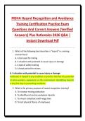 MSHA Hazard Recognition and Avoidance  Training Certification Practice Exam  Questions And Correct Answers &lpar;Verified  Answers&rpar; Plus Rationales 2026 Q&A &vert;  Instant Download Pdf 