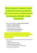 MSHA Emergency Procedures Training  Certification Practice Exam Questions  And Correct Answers &lpar;Verified Answers&rpar;  Plus Rationales 2026 Q&A &vert; Instant  Download Pdf 