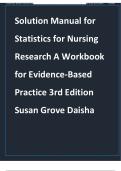 Solution Manual for Statistics for Nursing Research&colon; A Workbook for Evidence-Based Practice&comma; 3rd Edition