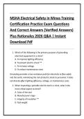 MSHA Electrical Safety in Mines Training  Certification Practice Exam Questions  And Correct Answers &lpar;Verified Answers&rpar;  Plus Rationales 2026 Q&A &vert; Instant  Download Pdf