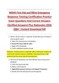 MSHA First Aid and Mine Emergency  Response Training Certification Practice  Exam Questions And Correct Answers  &lpar;Verified Answers&rpar; Plus Rationales 2026  Q&A &vert; Instant Download Pdf 