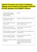 Infection Prevention and Control in Healthcare  Settings&colon; Key Principles and Strategies UPDATED  ACTUAL Questions and CORRECT Answers 