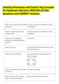 Infection Prevention and Control&colon; Key Concepts  for Healthcare Workers UPDATED ACTUAL  Questions and CORRECT Answers