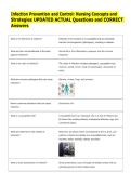 Infection Prevention and Control&colon; Nursing Concepts and  Strategies UPDATED ACTUAL Questions and CORRECT  Answers