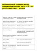 Infection Prevention and Control&colon; Nursing  Strategies and Precautions UPDATED ACTUAL  Questions and CORRECT Answers
