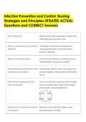 Infection Prevention and Control&colon; Nursing  Strategies and Principles UPDATED ACTUAL  Questions and CORRECT Answers
