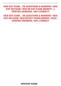 HESI RN Exit Exam &ndash; 750 Practice Questions & Answers &ndash; Latest Version &ndash; Verified Comprehensive Review
