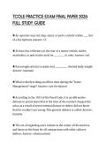 TCOLE PRACTICE EXAM FINAL PAPER 2026 FULL STUDY GUIDE