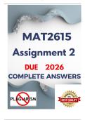 MAT2615 Assignment 2  2026 - DUE  2026 &lbrack;COMPLETE ANSWERS&rsqb;&semi;100&percnt;TRUSTED WORKING