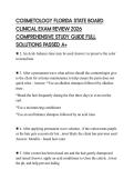 COSMETOLOGY FLORIDA STATE BOARD CLINICAL EXAM REVIEW 2026 COMPREHENSIVE STUDY GUIDE FULL SOLUTIONS PASSED A&plus;