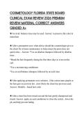 COSMETOLOGY FLORIDA STATE BOARD CLINICAL EXAM REVIEW 2026 PREMIUM REVIEW MATERIAL CORRECT ANSWERS GRADED A&plus;