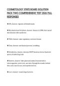 COSMETOLOGY STATE BOARD SOLUTION PACK TWO COMPREHENSIVE TEST 2026 FULL RESPONSES