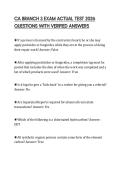 CA BRANCH 3 EXAM ACTUAL TEST 2026 QUESTIONS WITH VERIFIED ANSWERS
