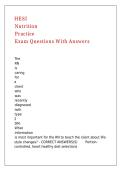 HESI Nutrition Practice Exam Questions With Answers