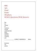 HEC 140&comma; Final Exam &lpar;Kephart&comma; SUSCC&rpar; Questions With Answers &comma;