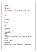 Hesi Nutrition Questions With Correct Answers