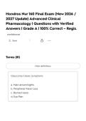 Hondros Nur 160 Final Exam &lpar;New 2026 &sol; 2027 Update&rpar; Advanced Clinical Pharmacology &vert; Questions with Verified Answers &vert; Grade A &vert; 100&percnt; Correct &ndash; Regis&period;